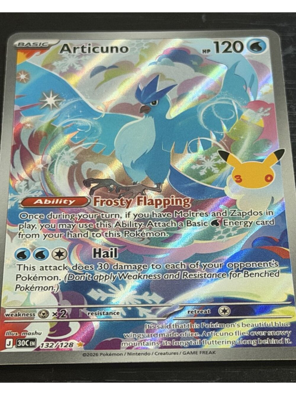 2026 Pokemon Articuno 132/128 Illustration Rare Holo English Raw NM